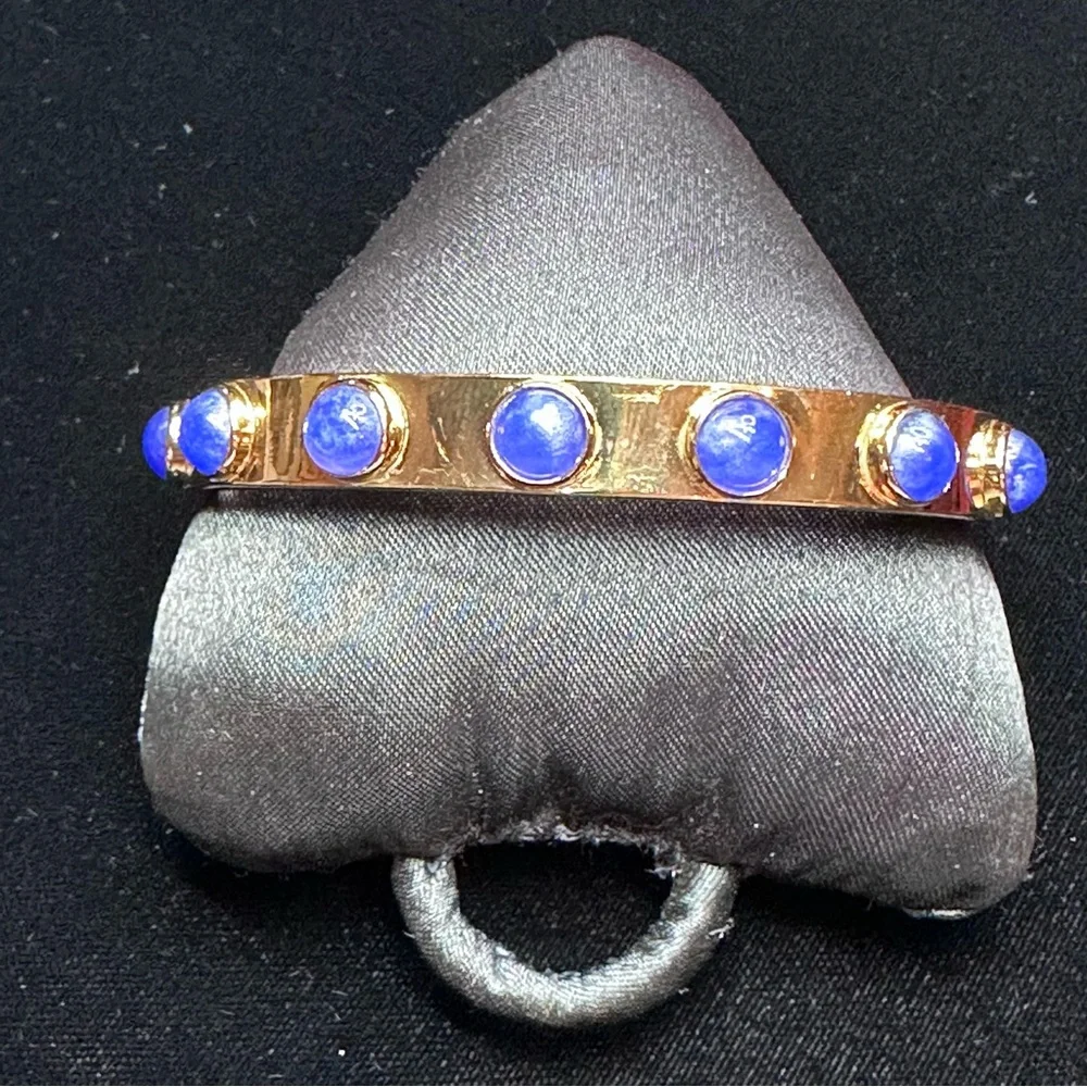 Kate Spade - Tag Along Cuff Bracelet, gold with blue cabochons
